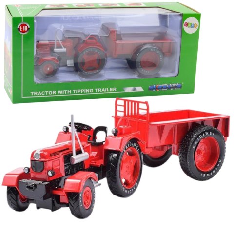 LEAN Toys Metalowy Traktor Rolniczy Z Przyczepą Czerwony 1:18 LEAN Toys Metalowy Traktor Rolniczy Z Przyczepą Czerwony 1:18