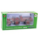 LEAN Toys Metalowy Traktor Rolniczy Z Przyczepą Czerwony 1:18