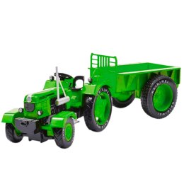 LEAN Toys Metalowy Traktor Rolniczy Z Przyczepą Zielony 1:18