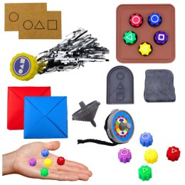 LEAN Toys Zestaw 5 Gier Squid Game Tradycyjne Koreańskie Gry Kości Bączek Dwie Karty