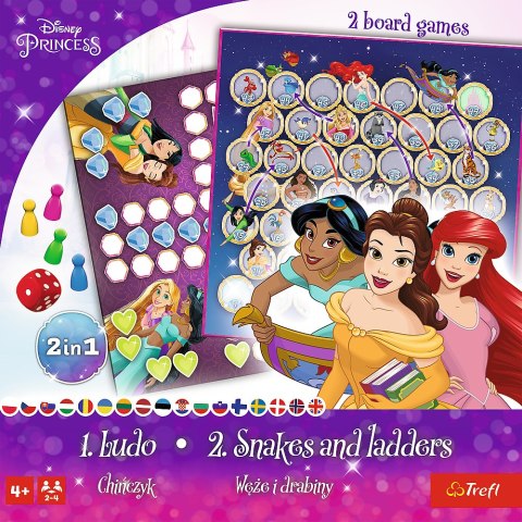 Trefl Gry Gra 2w1 Chińczyk / Węże i drabiny - Princess Disney Princess Trefl 02418 Trefl Gry Gra 2w1 Chińczyk / Węże i drabiny - Princess Disney Princess Trefl 02418