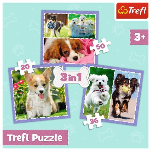 Trefl Puzzle Puzzle - 3w1 - Urocze pieski - Trefl 34854 Trefl Puzzle Puzzle - 3w1 - Urocze pieski - Trefl 34854
