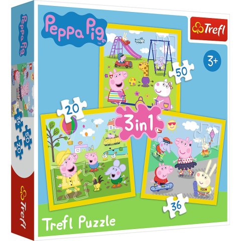 Trefl Puzzle Puzzle - 3w1 - Wesoły dzień Peppy - Peppa Pig Trefl 34849 Trefl Puzzle Puzzle - 3w1 - Wesoły dzień Peppy - Peppa Pig Trefl 34849