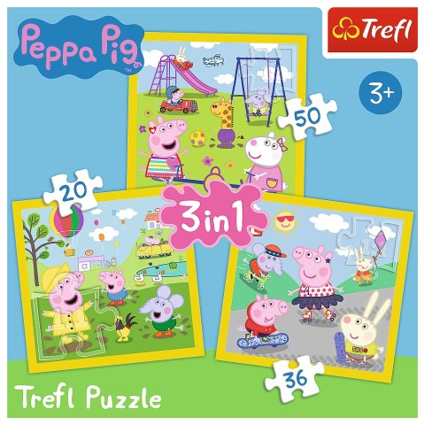 Trefl Puzzle Puzzle - 3w1 - Wesoły dzień Peppy - Peppa Pig Trefl 34849 Trefl Puzzle Puzzle - 3w1 - Wesoły dzień Peppy - Peppa Pig Trefl 34849