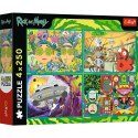Trefl Puzzle Puzzle - 4x250 - Zakręcony świat Ricka i Morty'ego - Warner Rick and Morty Trefl 13338
