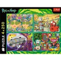 Trefl Puzzle Puzzle - 4x250 - Zakręcony świat Ricka i Morty'ego - Warner Rick and Morty Trefl 13338