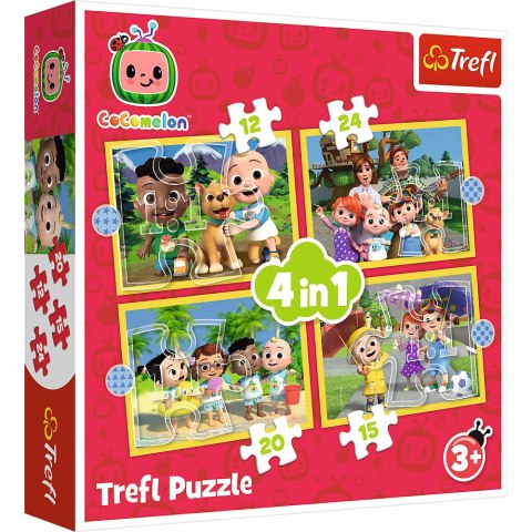 Trefl Puzzle Puzzle - "4w1 (12, 15, 20, 24)" - Cocomelon, Poznaj bohaterów Trefl 34647 Trefl Puzzle Puzzle - "4w1 (12, 15, 20, 24)" - Cocomelon, Poznaj bohaterów Trefl 34647