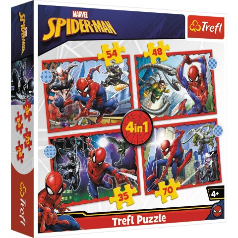 Trefl Puzzle Puzzle - 4w1 - Bohaterski Spider-Man Trefl 34384 Trefl Puzzle Puzzle - 4w1 - Bohaterski Spider-Man Trefl 34384