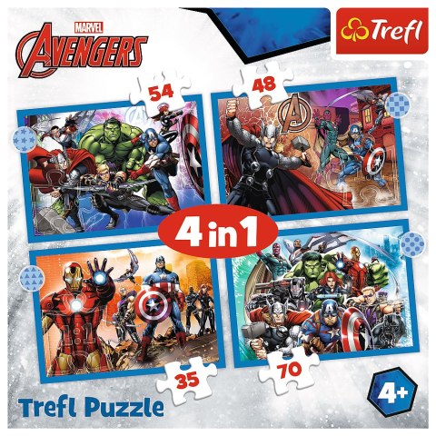 Trefl Puzzle Puzzle - "4w1" - Odważni Avengersi Trefl 34386 Trefl Puzzle Puzzle - "4w1" - Odważni Avengersi Trefl 34386