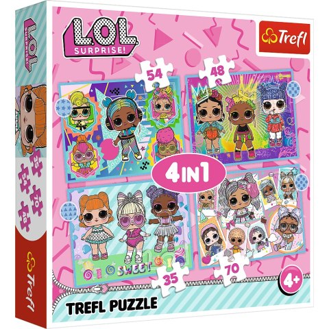 Trefl Puzzle Puzzle - "4w1" - Poznaj laleczki / MGA LOL Surprise! Trefl 34613 Trefl Puzzle Puzzle - "4w1" - Poznaj laleczki / MGA LOL Surprise! Trefl 34613