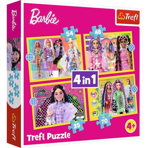 Trefl Puzzle Puzzle - 4w1 - Wesoły świat Barbie / Mattel, Barbie 34626 Trefl Puzzle Puzzle - 4w1 - Wesoły świat Barbie / Mattel, Barbie 34626