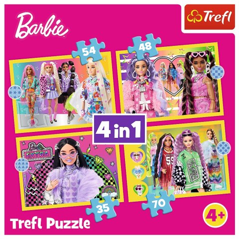 Trefl Puzzle Puzzle - 4w1 - Wesoły świat Barbie / Mattel, Barbie 34626 Trefl Puzzle Puzzle - 4w1 - Wesoły świat Barbie / Mattel, Barbie 34626