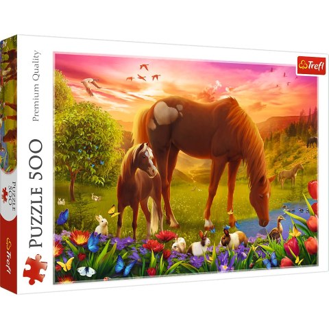 Trefl Puzzle Puzzle - 500 - Konie na łące Trefl 37451 Trefl Puzzle Puzzle - 500 - Konie na łące Trefl 37451