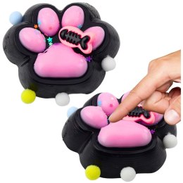 LEAN TOYS Gniotek Kocia Łapka Antystresowa Sensoryczna Squishy Rybka Czarno-Różowa