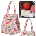 LEAN Torba Termiczna Izolacyjna Śniadaniowa Lunch Bag Różowa Kwiaty 25cm