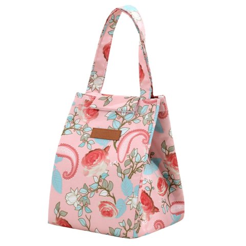 LEAN Torba Termiczna Izolacyjna Śniadaniowa Lunch Bag Różowa Kwiaty 25cm LEAN Torba Termiczna Izolacyjna Śniadaniowa Lunch Bag Różowa Kwiaty 25cm