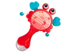 LEAN Toys Bębenek Grzechotka Krab Dla Dzieci Światełka Melodie Czerwony