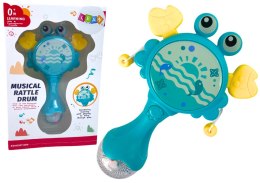 LEAN Toys Bębenek Grzechotka Krab Dla Dzieci Światełka Melodie Niebieski