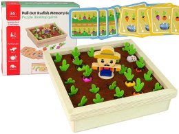 LEAN Toys Drewniana Gra Pamięciowa Wyciągnij Rzodkiewkę Karty