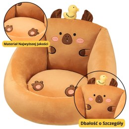 LEAN Toys Fotel Pluszowy Dla Dzieci Kapibara Z Kaczuszką Brązowy 50x45cm