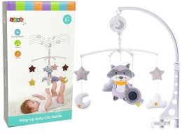 LEAN Toys Karuzela Dla Niemowląt Do Łóżeczka Pluszowy Szop Szary Melodia