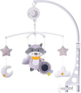 LEAN Toys Karuzela Dla Niemowląt Do Łóżeczka Pluszowy Szop Szary Melodia