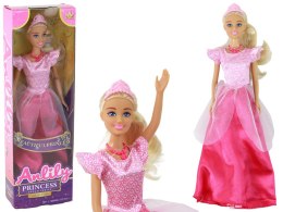 LEAN Toys Lalka Dla Dzieci Anlily Księżniczka Długie Blond Włosy Tiara Różowa Suknia