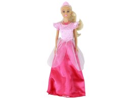 LEAN Toys Lalka Dla Dzieci Anlily Księżniczka Długie Blond Włosy Tiara Różowa Suknia