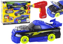 LEAN Toys Niebieskie Auto DIY Do Skręcania i Rozkręcania Dźwięki Światła Wiertarka