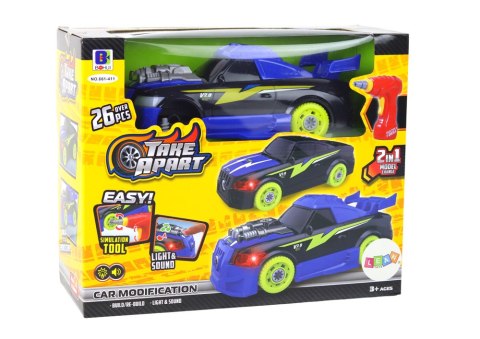 LEAN Toys Niebieskie Auto DIY Do Skręcania i Rozkręcania Dźwięki Światła Wiertarka LEAN Toys Niebieskie Auto DIY Do Skręcania i Rozkręcania Dźwięki Światła Wiertarka