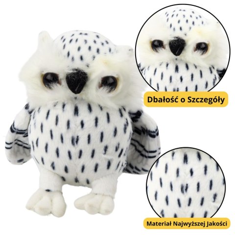 LEAN Toys Pluszowa Mała Sowa Maskotka Przytulanka Biała Czarne Cętki 15cm LEAN Toys Pluszowa Mała Sowa Maskotka Przytulanka Biała Czarne Cętki 15cm