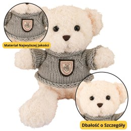 LEAN Toys Pluszowa Maskotka Przytulanka Miś Biały Szary Sweterek 26cm
