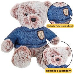 LEAN Toys Pluszowa Maskotka Przytulanka Miś Szary Niebieski Sweterek 21cm