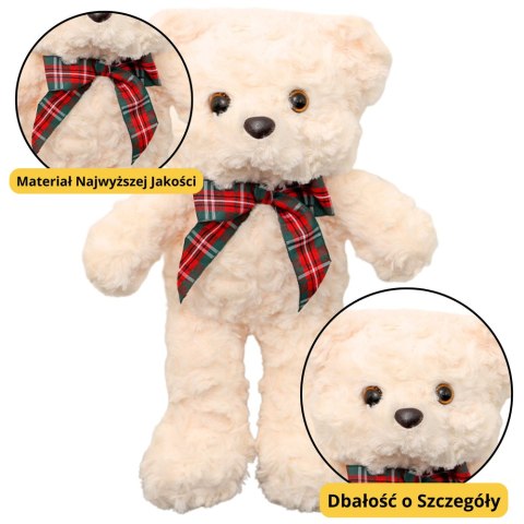 LEAN Toys Pluszowa Maskotka Przytulanka Miś Z Kokardą Biały 30cm LEAN Toys Pluszowa Maskotka Przytulanka Miś Z Kokardą Biały 30cm