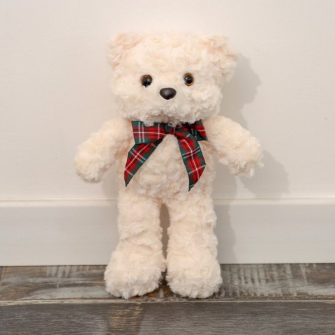 LEAN Toys Pluszowa Maskotka Przytulanka Miś Z Kokardą Biały 30cm LEAN Toys Pluszowa Maskotka Przytulanka Miś Z Kokardą Biały 30cm