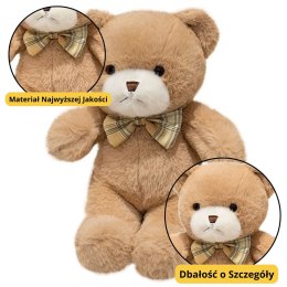 LEAN Toys Pluszowa Maskotka Przytulanka Miś Z Kokardką Beżowy 25cm
