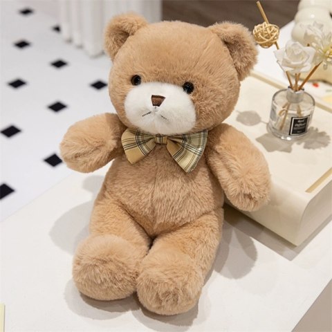 LEAN Toys Pluszowa Maskotka Przytulanka Miś Z Kokardką Beżowy 25cm LEAN Toys Pluszowa Maskotka Przytulanka Miś Z Kokardką Beżowy 25cm