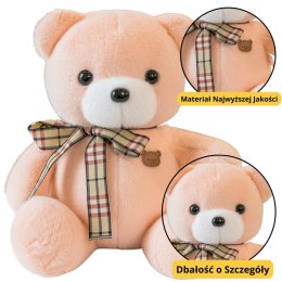 LEAN Toys Pluszowa Maskotka Przytulanka Miś Z Kokardką Kremowy 23cm