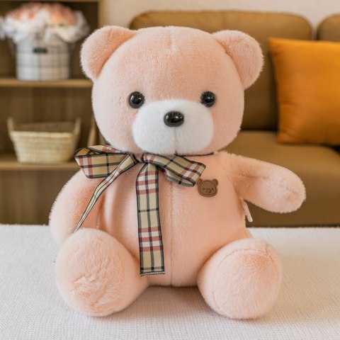 LEAN Toys Pluszowa Maskotka Przytulanka Miś Z Kokardką Kremowy 23cm LEAN Toys Pluszowa Maskotka Przytulanka Miś Z Kokardką Kremowy 23cm