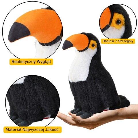 LEAN Toys Pluszowa Maskotka Przytulanka Ptak Tukan Czarno Biały 30cm LEAN Toys Pluszowa Maskotka Przytulanka Ptak Tukan Czarno Biały 30cm