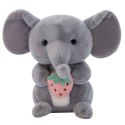 LEAN Toys Pluszowa Maskotka Przytulanka Słoń Z Truskawką Szary 23cm