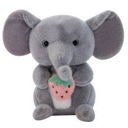 LEAN Toys Pluszowa Maskotka Przytulanka Słoń Z Truskawką Szary 23cm