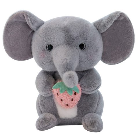 LEAN Toys Pluszowa Maskotka Przytulanka Słoń Z Truskawką Szary 23cm LEAN Toys Pluszowa Maskotka Przytulanka Słoń Z Truskawką Szary 23cm
