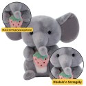 LEAN Toys Pluszowa Maskotka Przytulanka Słoń Z Truskawką Szary 23cm