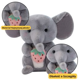 LEAN Toys Pluszowa Maskotka Przytulanka Słoń Z Truskawką Szary 23cm