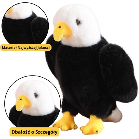 LEAN Toys Pluszowy Orzeł Ptak Pluszak Maskotka Przytulanka Czarno Biały 25cm LEAN Toys Pluszowy Orzeł Ptak Pluszak Maskotka Przytulanka Czarno Biały 25cm