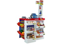 LEAN Toys Zabawkowy Market z Wózkiem Kasa Fiskalna Skaner Artykuły Spożywcze Zakupy