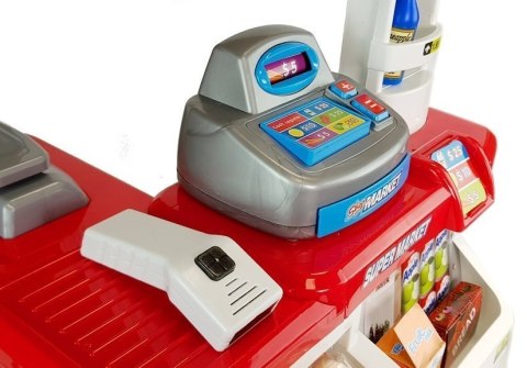 LEAN Toys Zabawkowy Market z Wózkiem Kasa Fiskalna Skaner Artykuły Spożywcze Zakupy LEAN Toys Zabawkowy Market z Wózkiem Kasa Fiskalna Skaner Artykuły Spożywcze Zakupy