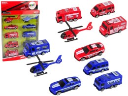 LEAN Toys Zestaw 10 Resoraków Pojazdy Ratownicze Policja Straż