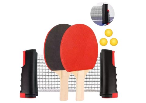 LEAN Toys Zestaw Do Ping Ponga Tenis Stołowy Siatka Paletki Piłeczki 3szt LEAN Toys Zestaw Do Ping Ponga Tenis Stołowy Siatka Paletki Piłeczki 3szt